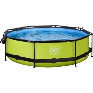 Runder, grüner EXIT Lime Pool ø 300 cm mit Filterpumpe und Abdeckung.