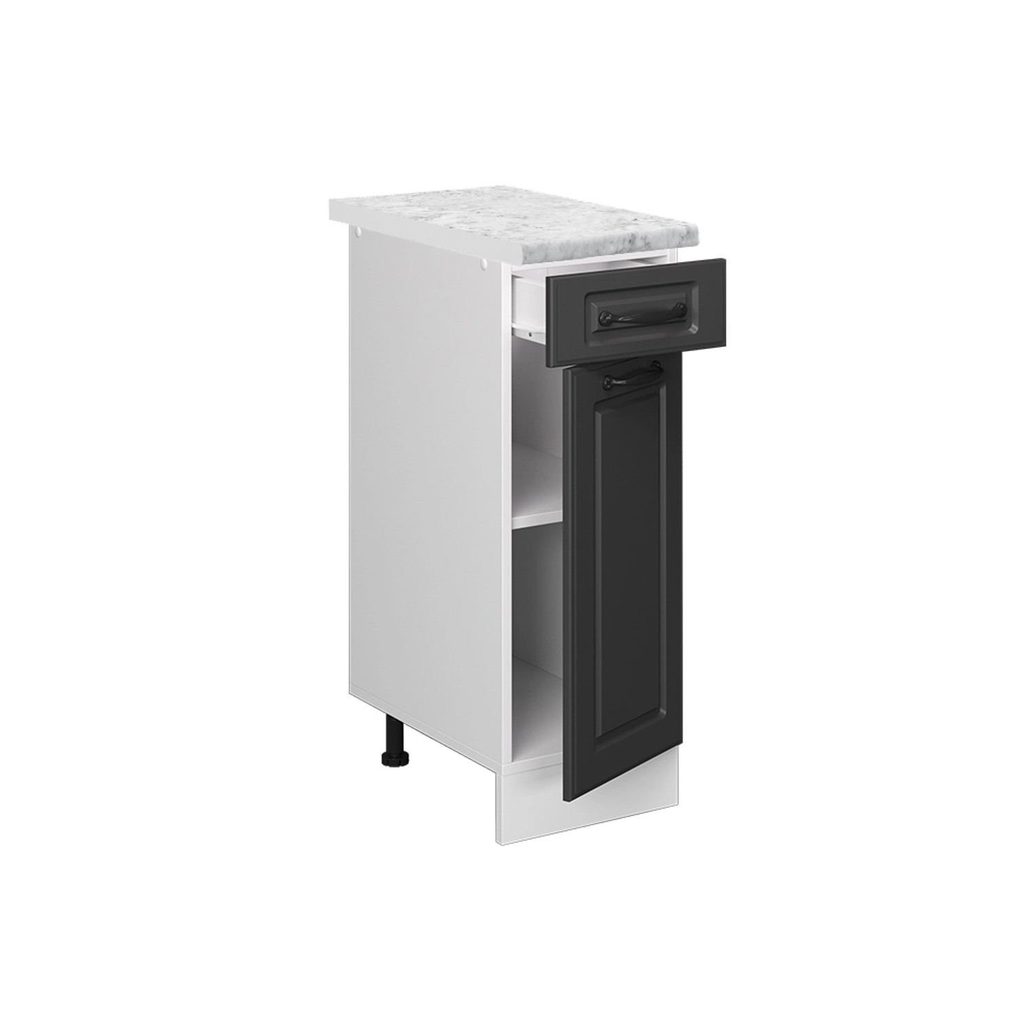Vicco Schubladenschrank R-Line Schubladenschrank für die Küche Anthrazit Landhaus 30 cm AP Marmor