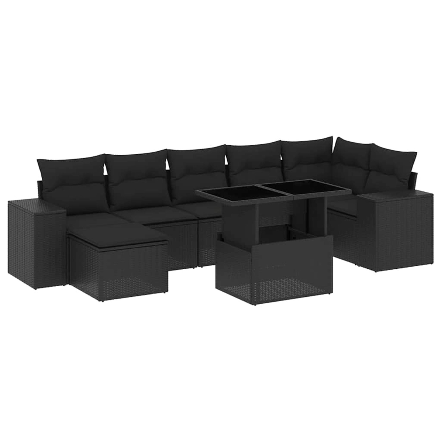 vidaXL 8-Tlg Garten-Sofagarnitur mit Kissen Schwarz Poly Rattan 3269315 günstig online kaufen