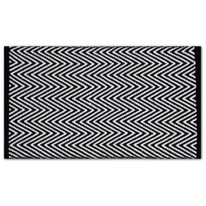 ProHome Teppich Black & White mit Zickzackmuster, 120x180 cm. Fußmatte für Innenräume.