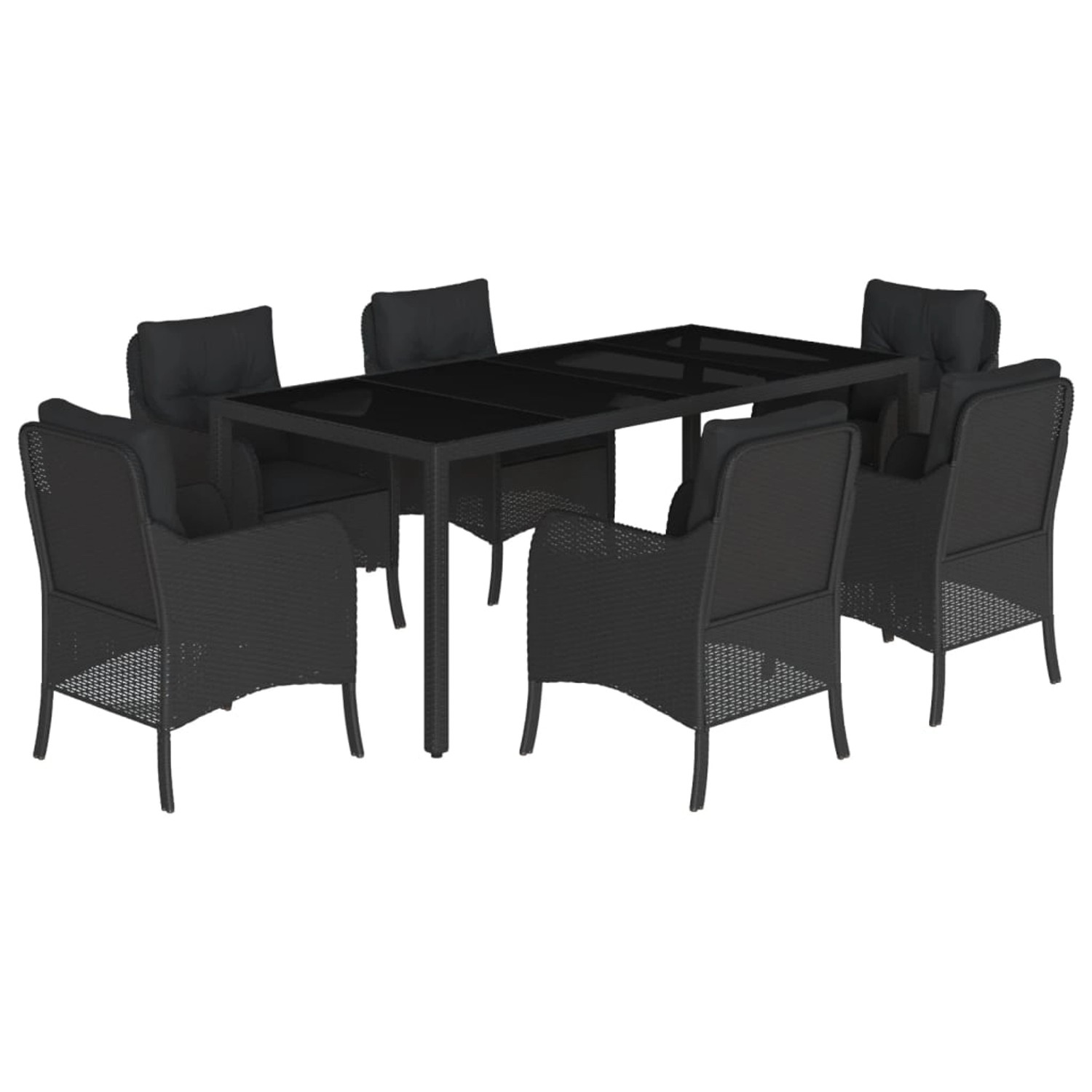 vidaXL 7-Tlg Garten-Essgruppe mit Kissen Schwarz Poly Rattan 3211852 günstig online kaufen