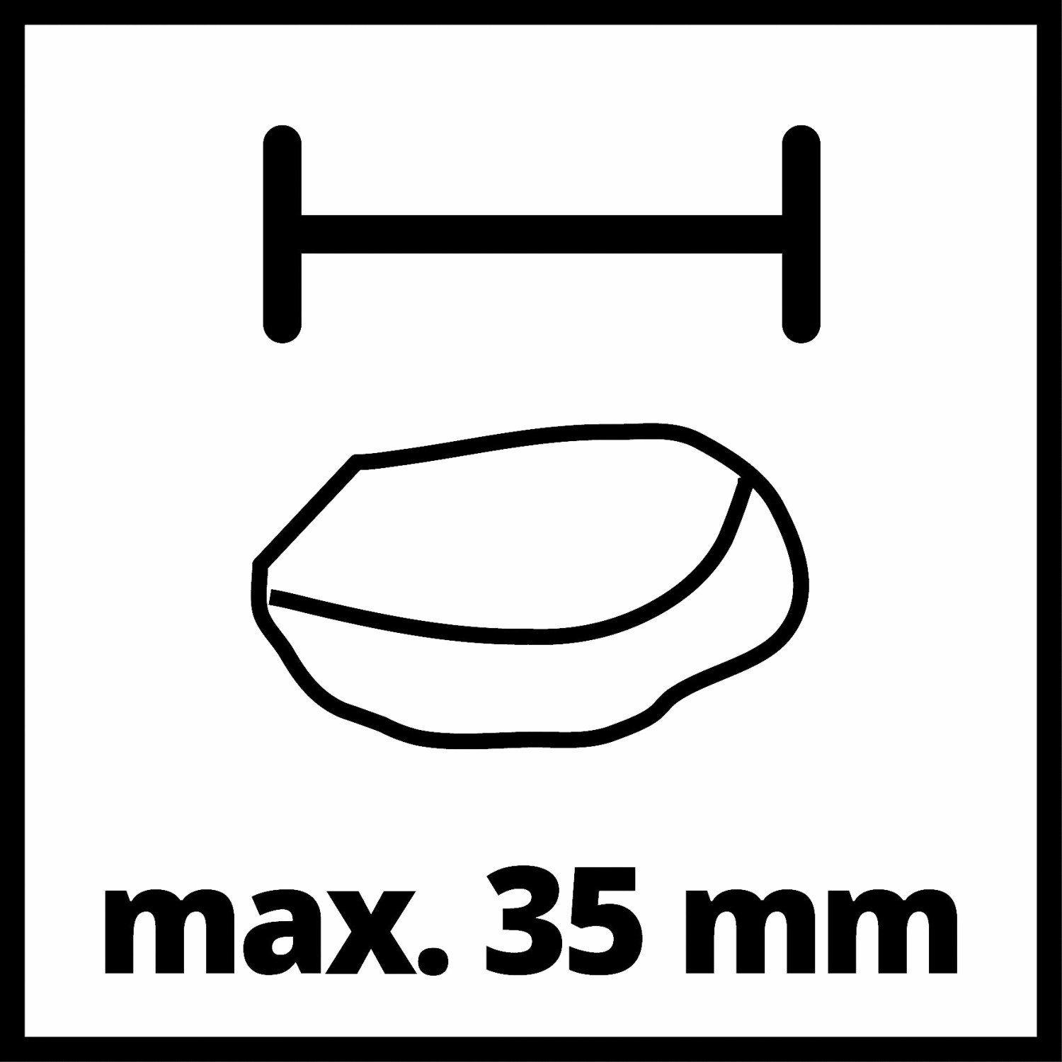Symbol: Max. 35 mm Korngröße für Einhell Schmutzwasserpumpe.