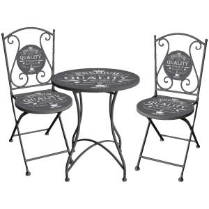 Dunkelgraues 3-teiliges Bistro-Set Royal von Garden Pleasure für Garten oder Balkon.