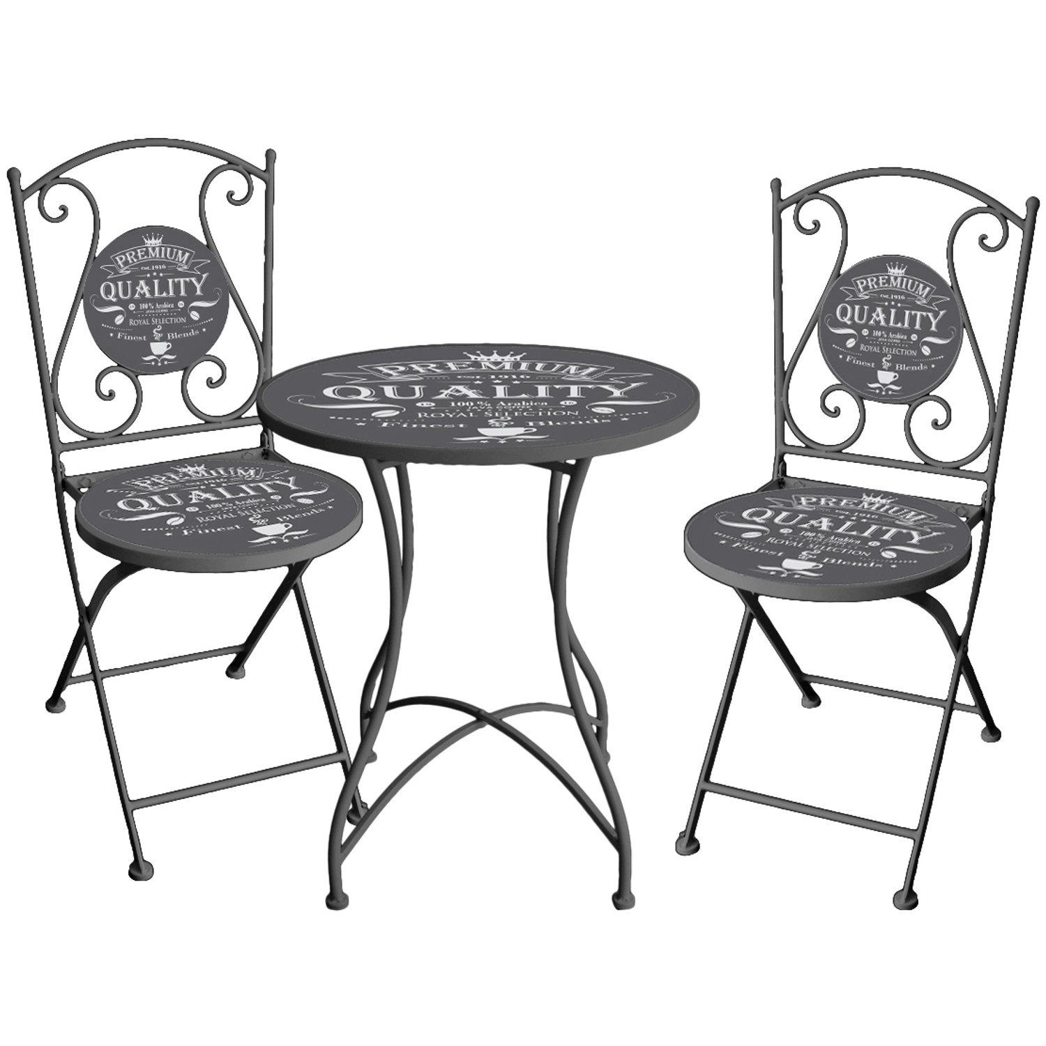 Garden Pleasure Bistro-Set Royal 3-teilg Dunkelgrau