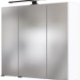 Weißer Held Möbel 3D-Spiegelschrank Rom, 70 cm breit, mit LED-Aufsatzleuchte. Badezimmerschrank.