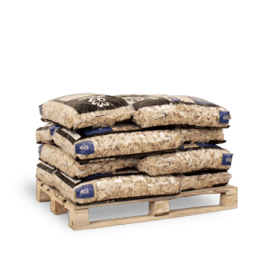 Galamio Holzhackschnitzel Natur, 12 Säcke à 60l auf Holzpalette. Heller Mulch zur Bodenabdeckung und Unkrauthemmung.