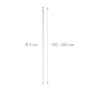 Weiße Teleskopstange aus Edelstahl, verstellbar 150-280 cm, Ø 2 cm. Ideal als Dusch- oder Gardinenstange, bohrfreie Montage.