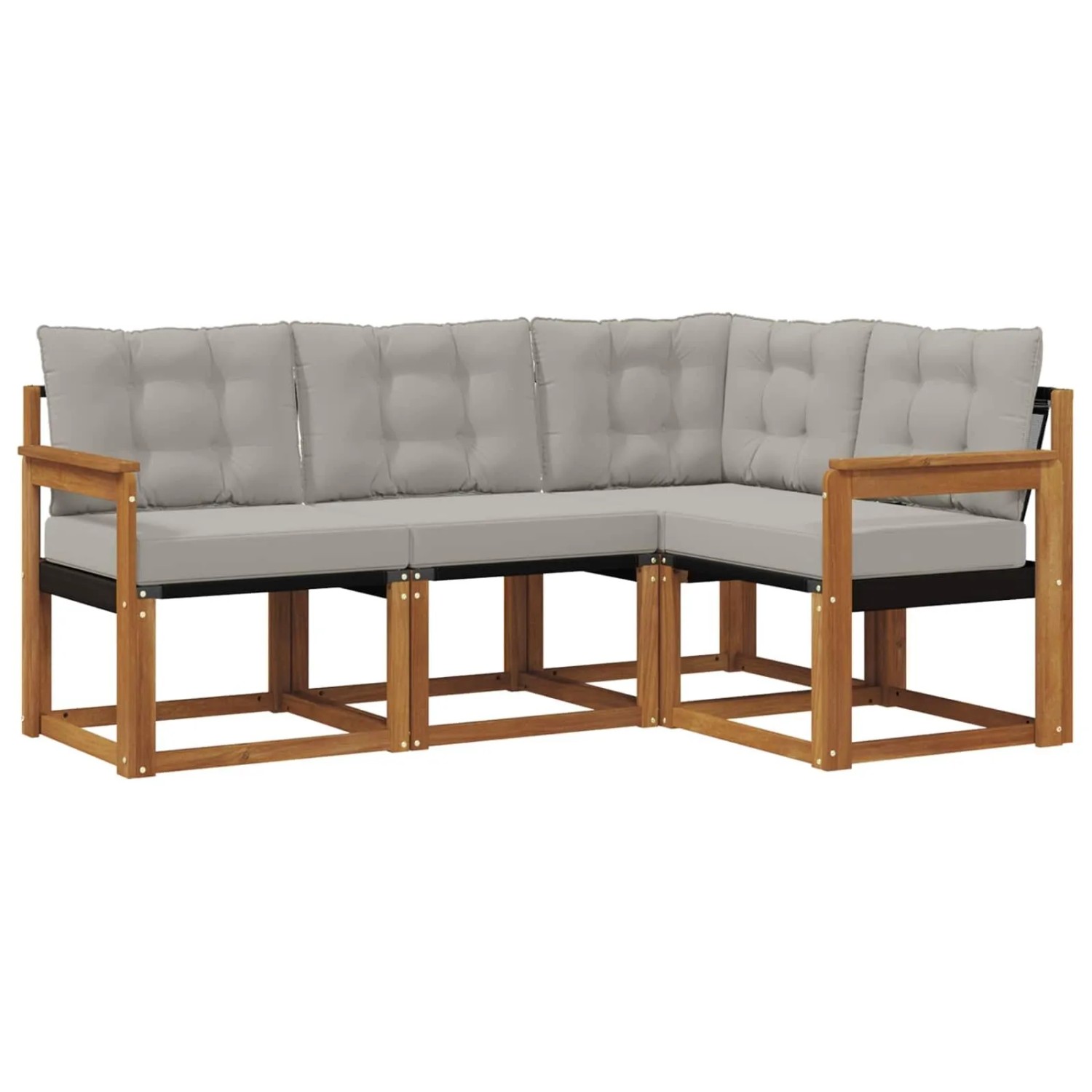 vidaXL Outdoor-Sofagarnitur mit Kissen 4-Tlg Natur und Hellgrau 3368610