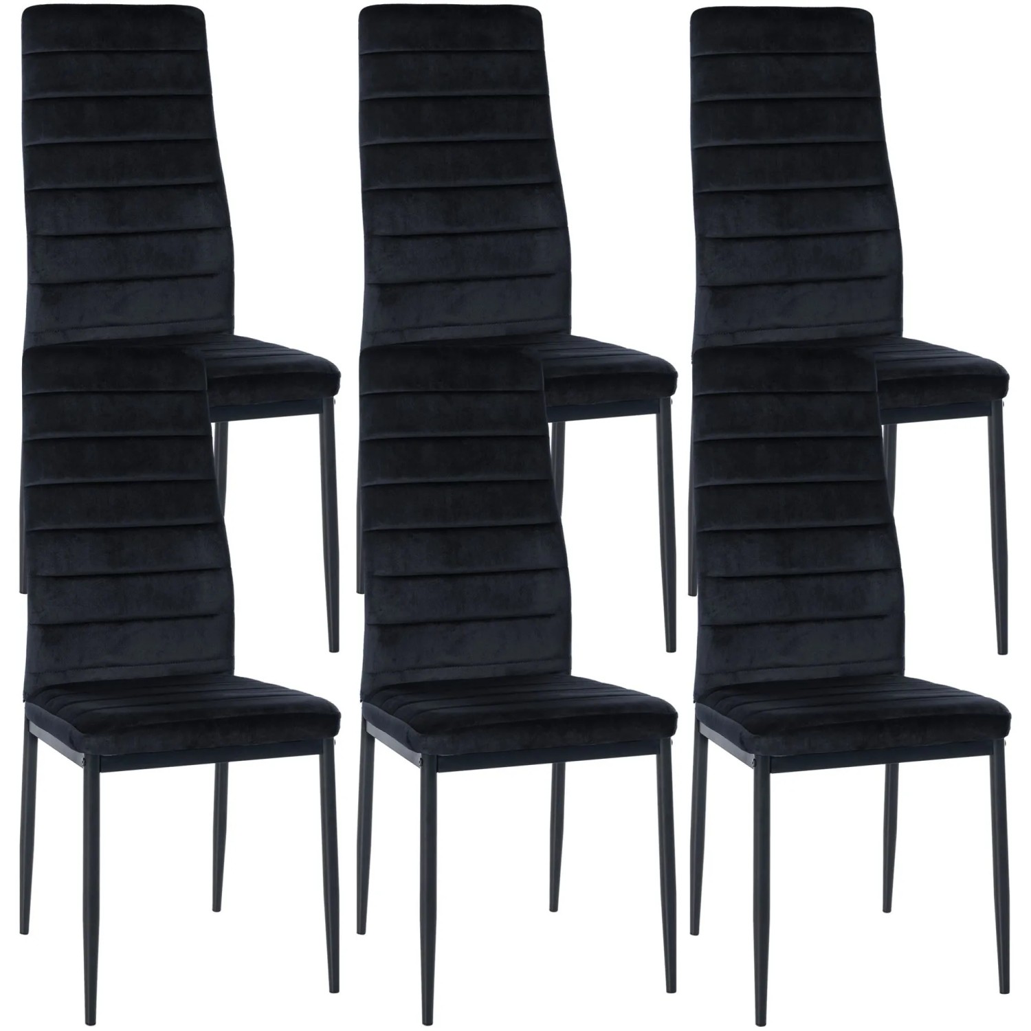 Clp 6er Set Esszimmerstühle Mayfair Schwarz/Samt