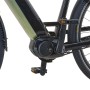 Detailaufnahme: Prophete City E-Bike Geniesser 5.0, Mittelmotor, Akku, Pedale, schwarz-silbergrün.
