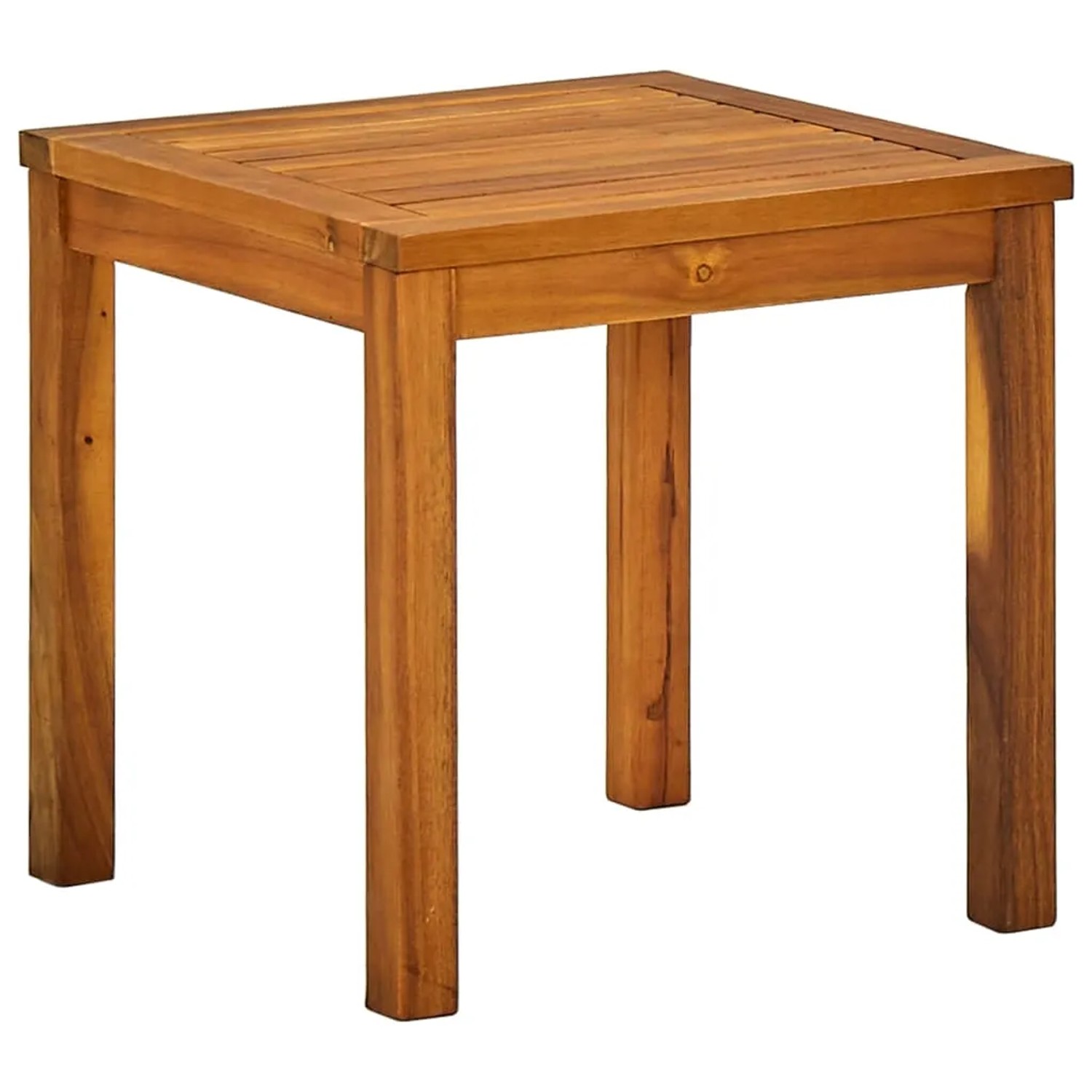 Quadratischer Beistelltisch aus Akazienholz für Sonnenliege, Teil des vidaXL Sets.