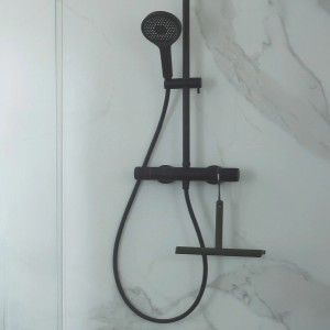 Schöner Wohnen Duschthermostat Dicu Eco-Stop in Mattschwarz mit Handbrause und Thermostat.