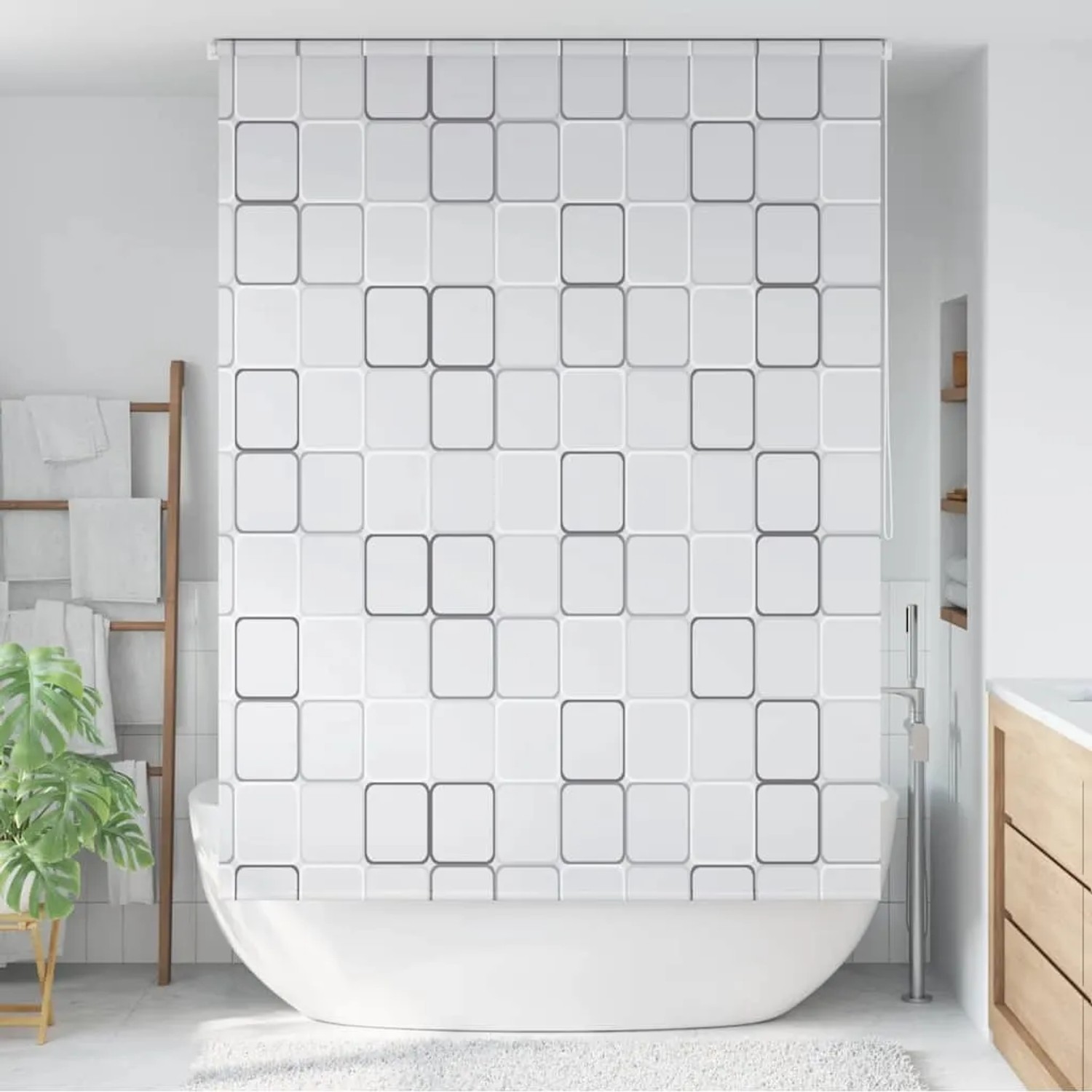 vidaXL Duschrollo 140x240 cm Quadratmuster 142850_2