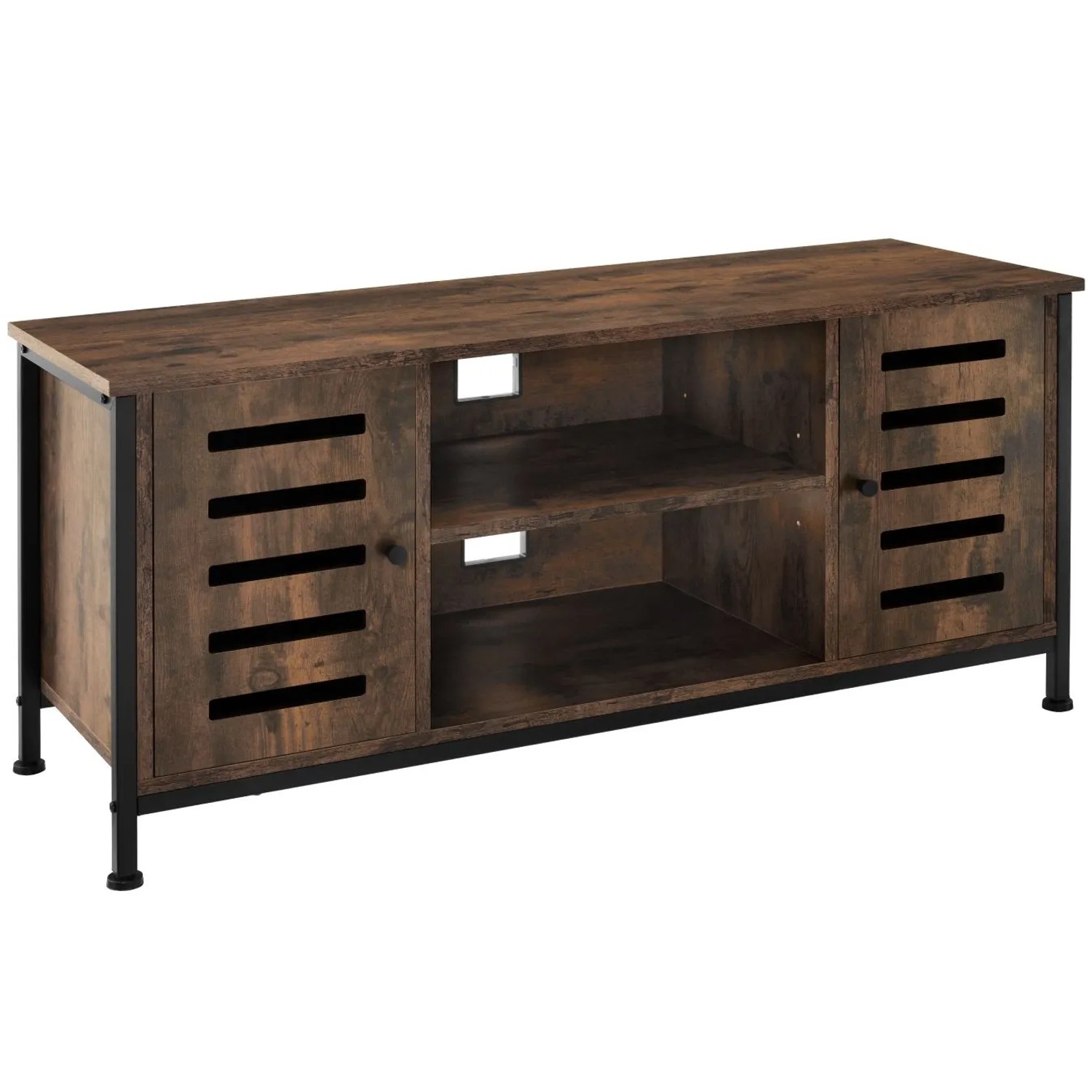 Tectake Tv Board Carlow Industrial Style Holz und Stahl  110 x 41 50 x 50 50 cm Industrial Holz Dunkel  Rustikal
