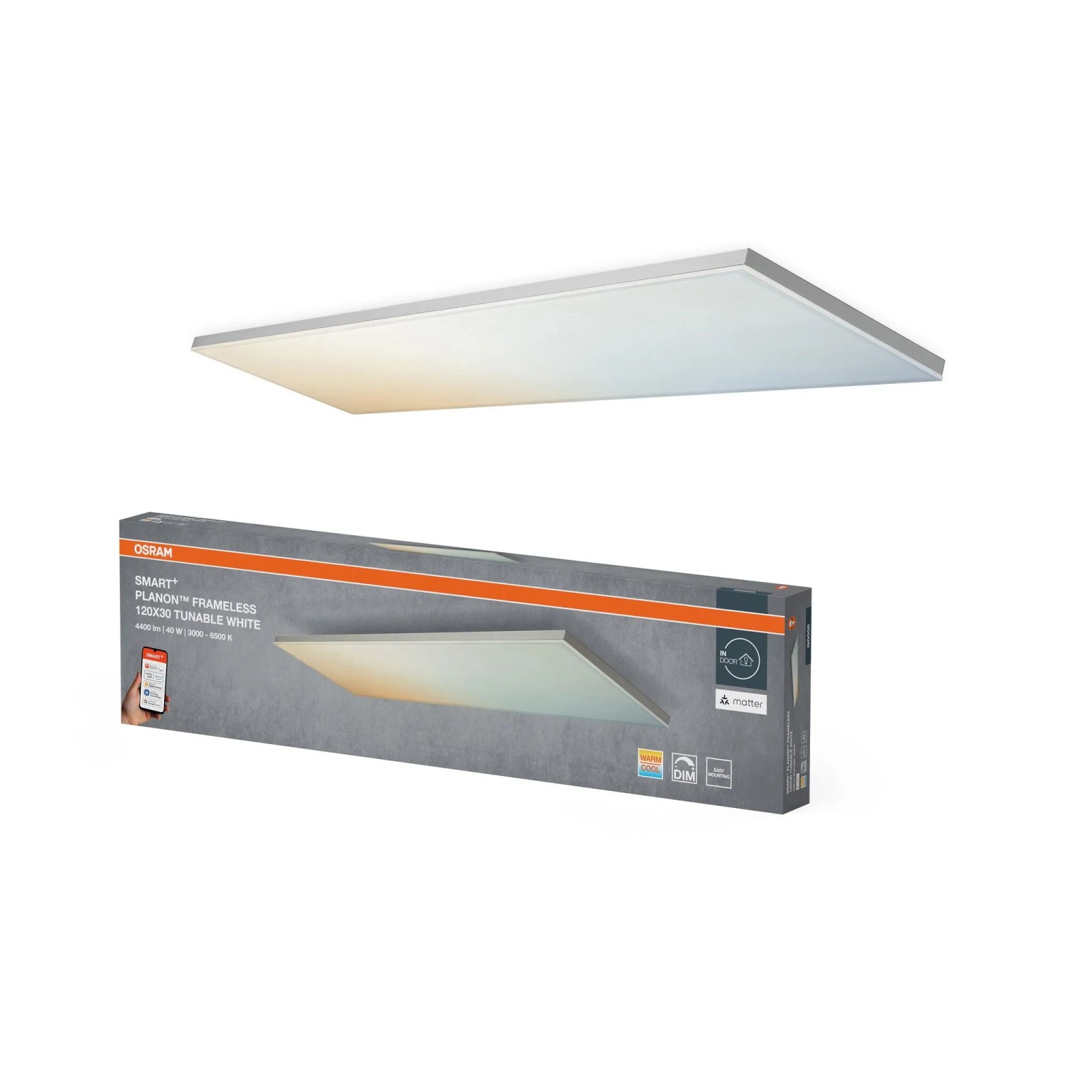 Osram Smart-LED-Panel Smart+Matter Rahmenlos Tunable White 120 x 30 x 6,2 cm