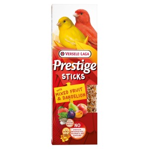 Versele-Laga Prestige Sticks Kanarien mit Früchten und Löwenzahn, 2 Stück, Ergänzungsfutter für Vögel.