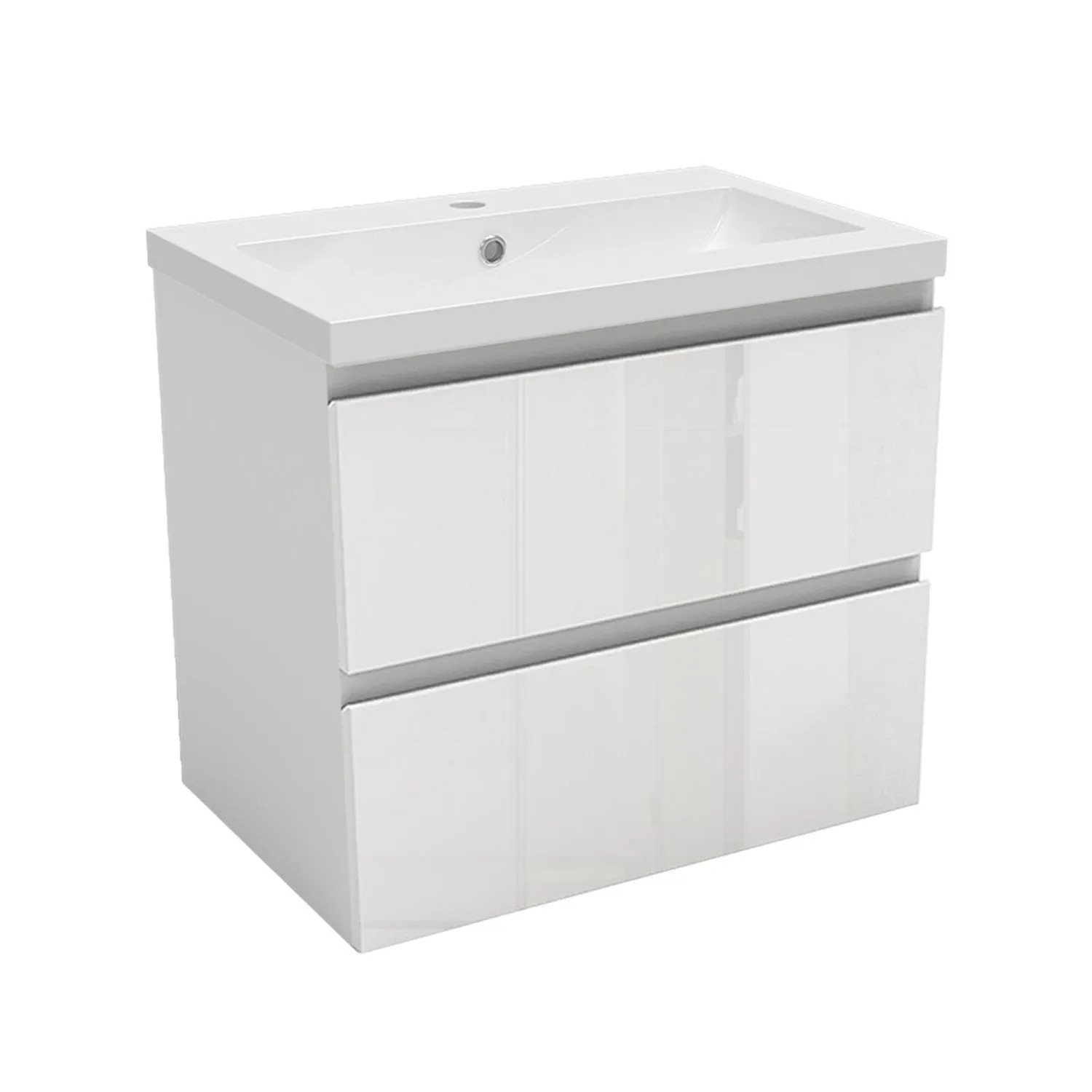 AICA Waschtisch mit Unterschrank 60 cm Aalst Badmöbel Set 2 tlg. Waschbecken mit Unterschrank Weiß Hochglanz Softclose