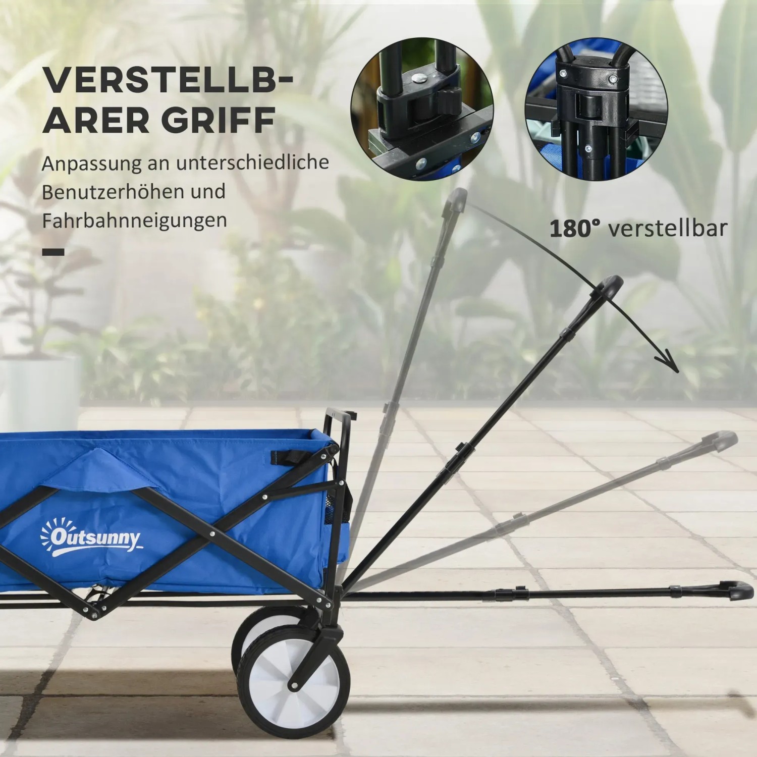 Outsunny Bollerwagen, faltbar, mit verstellbarem Griff für Camping & Freizeit.