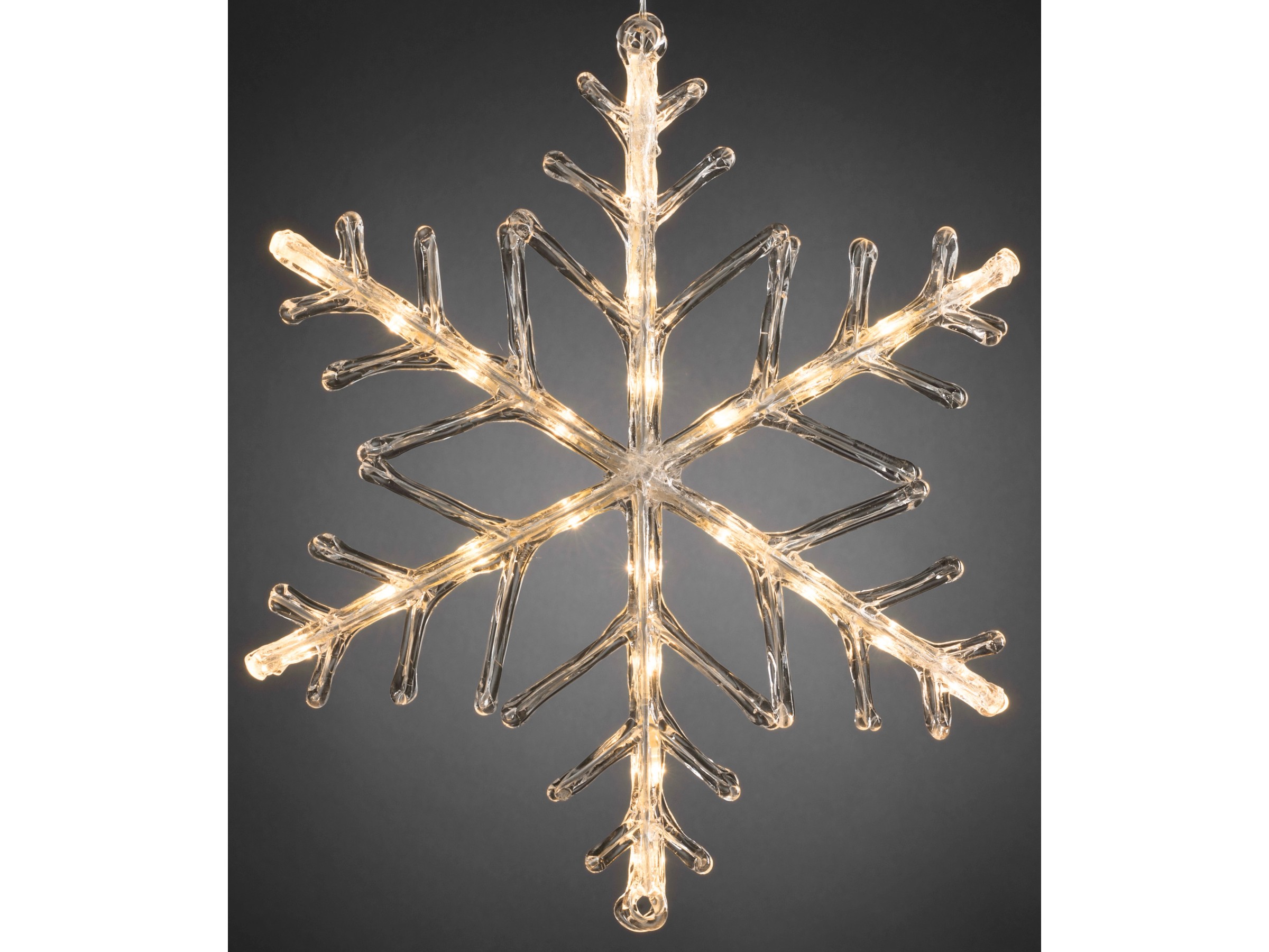 Konstsmide LED acrilico fiocco di neve, con Timer, 42 diodi a luce bianca calda, funzionamento a batteria, esterno IP44, cavo trasparente, 4 x AA 1,5 V exklusiv 4560 – 103