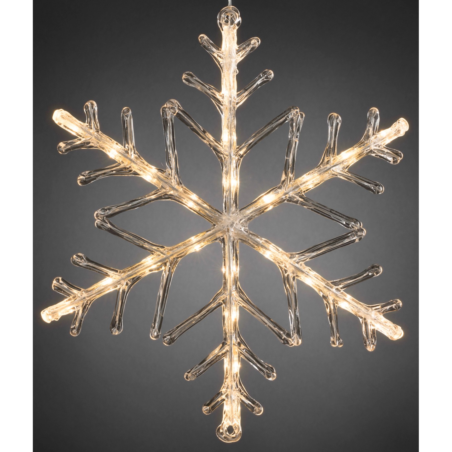 Konstsmide LED Acryl Schneeflocke mit 24 warmweißen Dioden für Außen & Innen, 40x40cm.