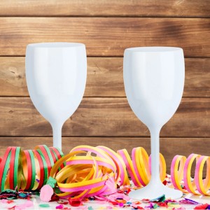 Relaxdays Weingläser 12er Set Kunststoff Weiß Bruchfest 19 cm x 7,5 cm