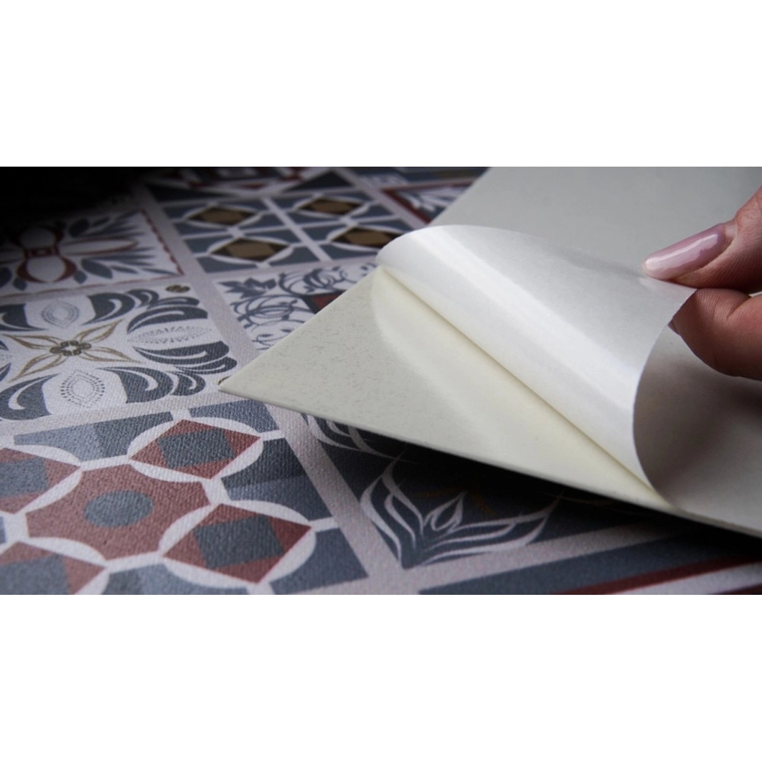 Tulup PVC Fliesen Selbstklebende 30 cm x 30 cm Set von 9 Klassische Klebefliesen Vinyl Bodenfliesen Klebefliesen für Küche Arabische Blumen_6