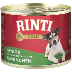 Rinti Gold Senior Hundenassfutter mit Kaninchen, 185g Dose. Alleinfutter für ältere Hunde.