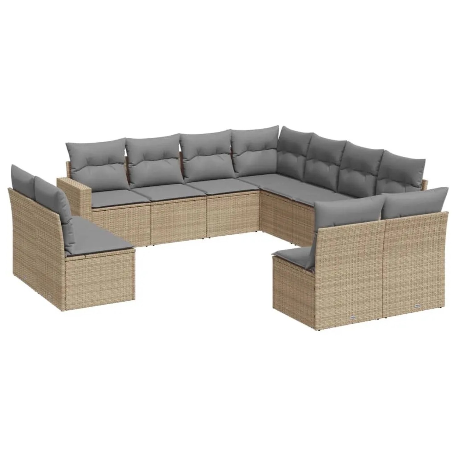 vidaXL 11-Tlg Garten-Sofagarnitur mit Kissen Beige Poly Rattan 3251466 günstig online kaufen