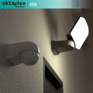 Oktaplex Ana Bewegungsmelder für Außen, 180° Erfassung, weiß.