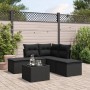 Schwarze 6-tlg. vidaXL Garten-Sofagarnitur aus Poly Rattan mit Kissen für Garten oder Terrasse.