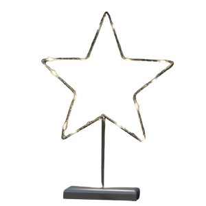 Lex LED Tischleuchte Stern Metall 38cm Lichterstern Batterie Timer Indoor Advent