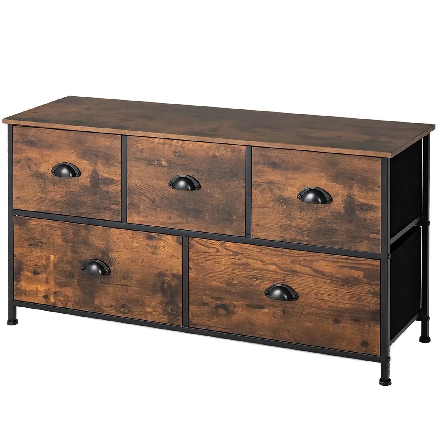 Costway Kommode 5 Schubladen 2-Stöckig Metall 100 x 30 x 54 cm günstig online kaufen