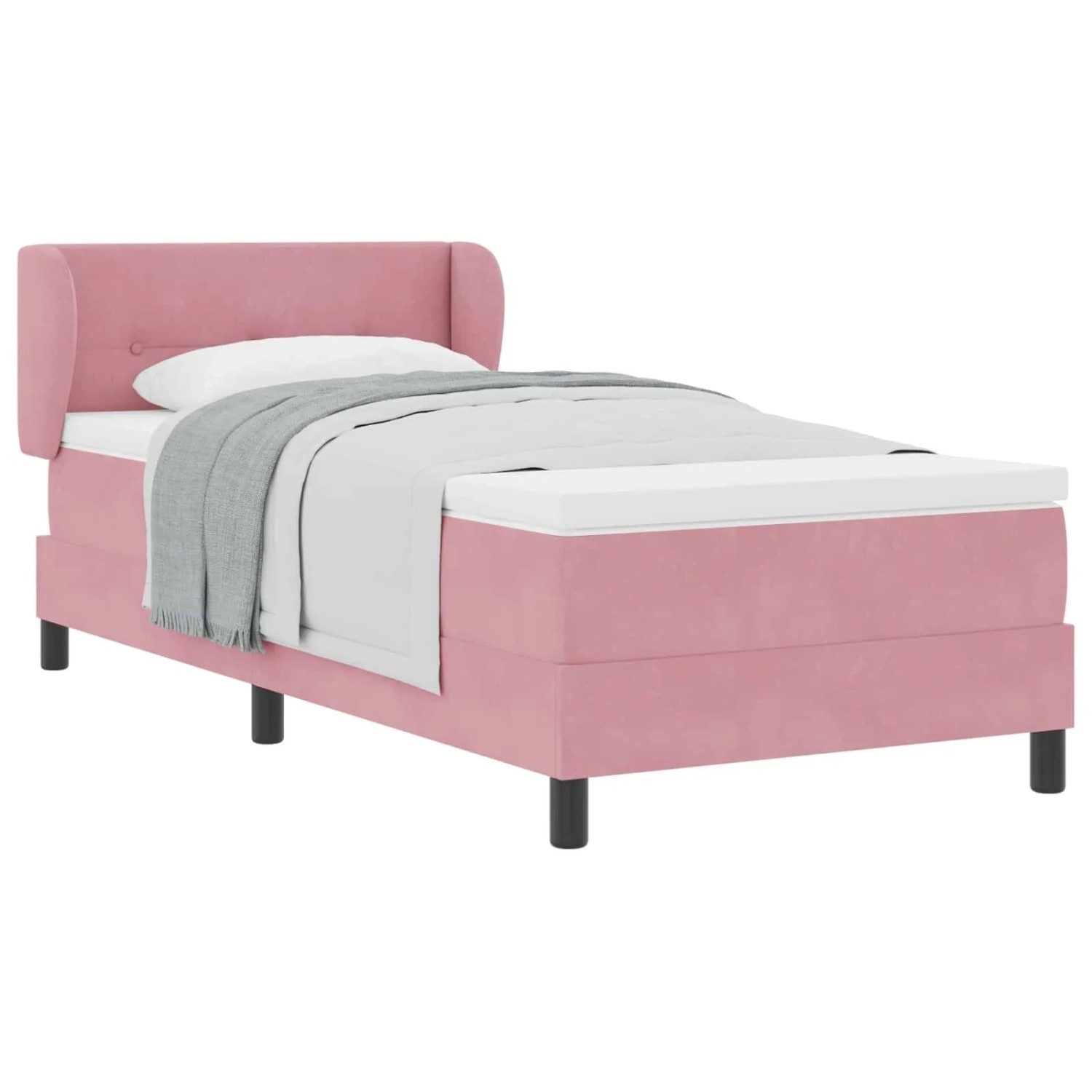 vidaXL Boxspringbett mit Matratze mit Kopfteil Rosa 100 x 200 cm Samt 3340381