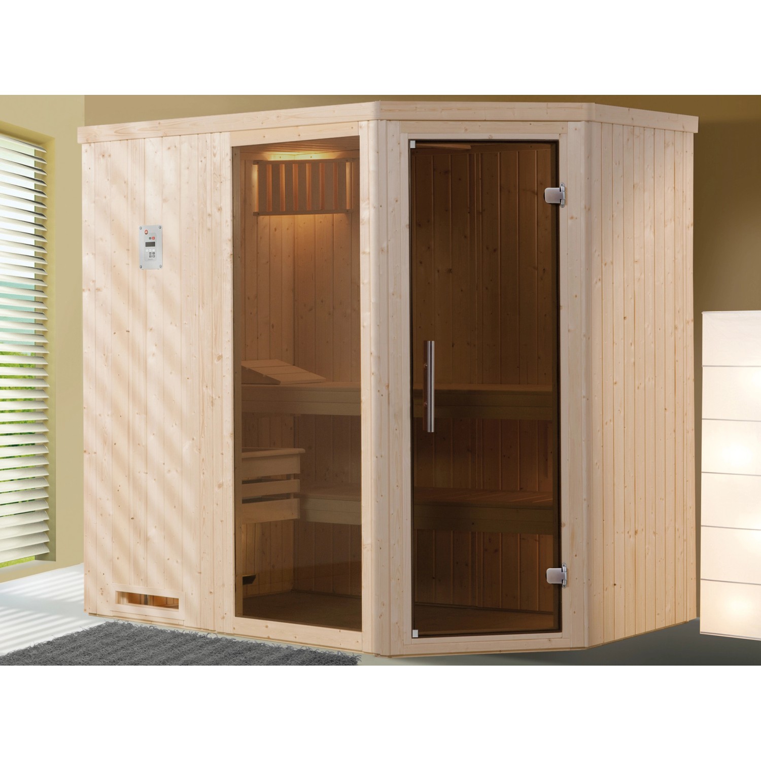 Weka Element-Ecksauna 508 BioS Set Gr. 2 mit Glastür und Fensterelement günstig online kaufen