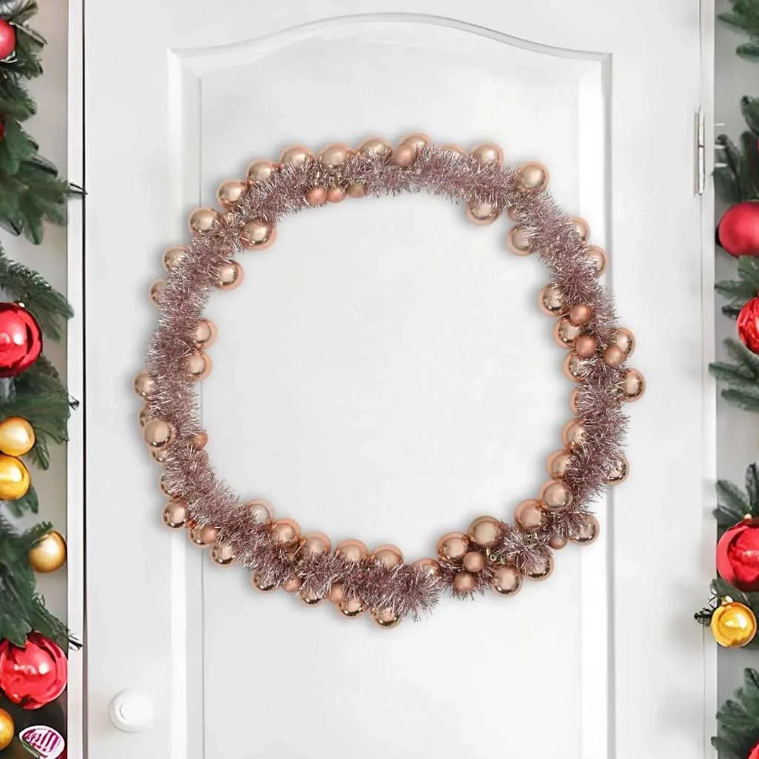 vidaXL Weihnachtskugelgirlande Rose Gold 186 cm Polystyrol 42019697_3