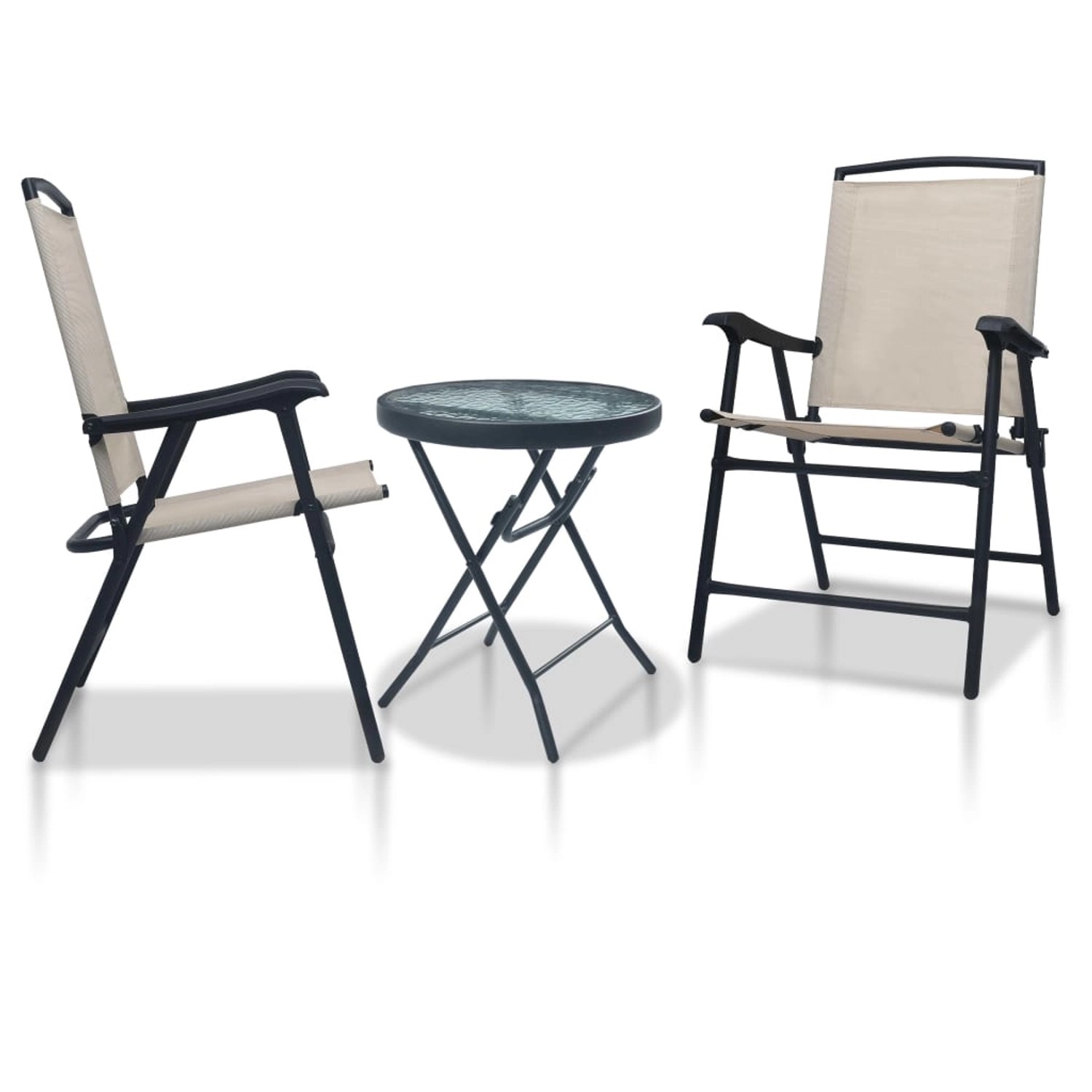 vidaXL 3-Tlg Bistro-Set Cremeweiß Stahl 3054573