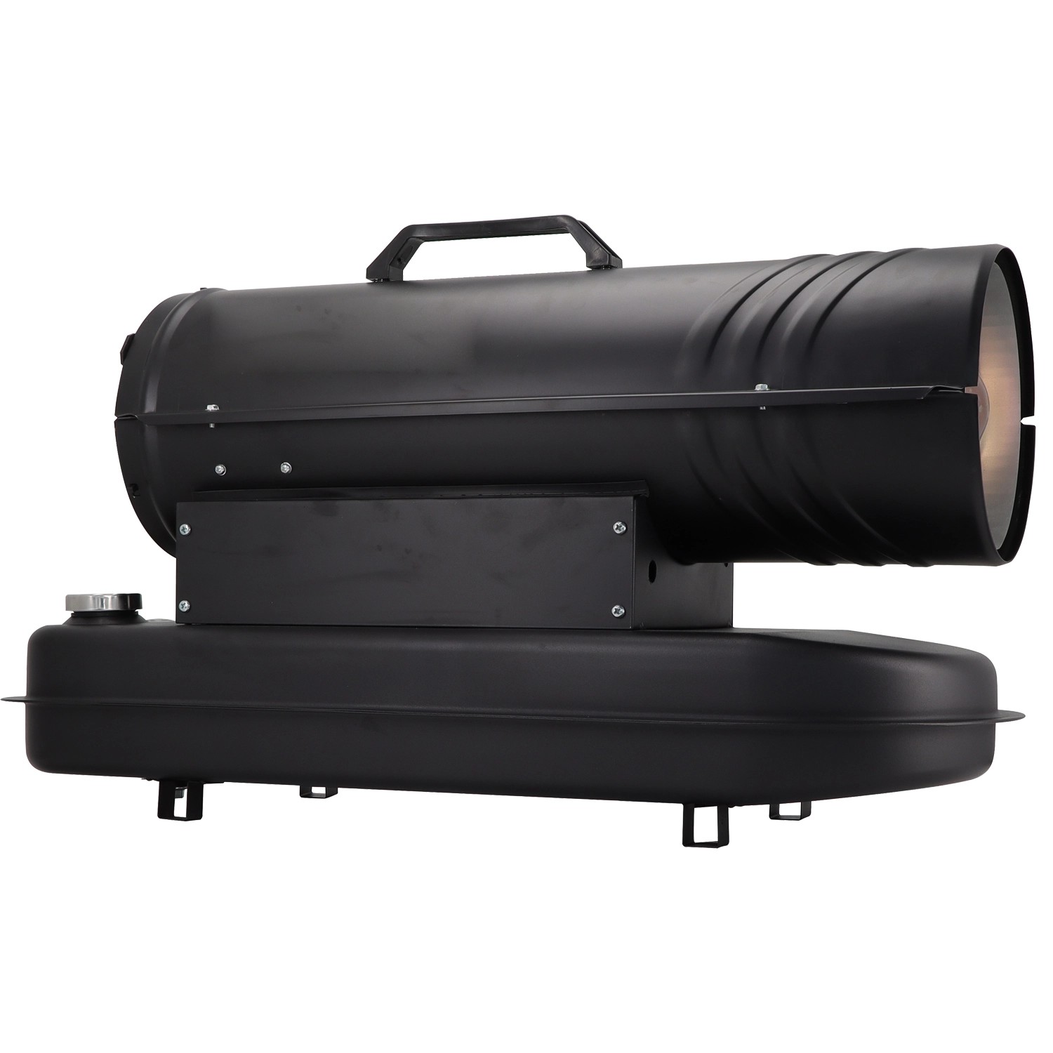 Schwarze TroniTechnik Diesel Heizkanone 20kW mit 19l Tank und Tragegriff.