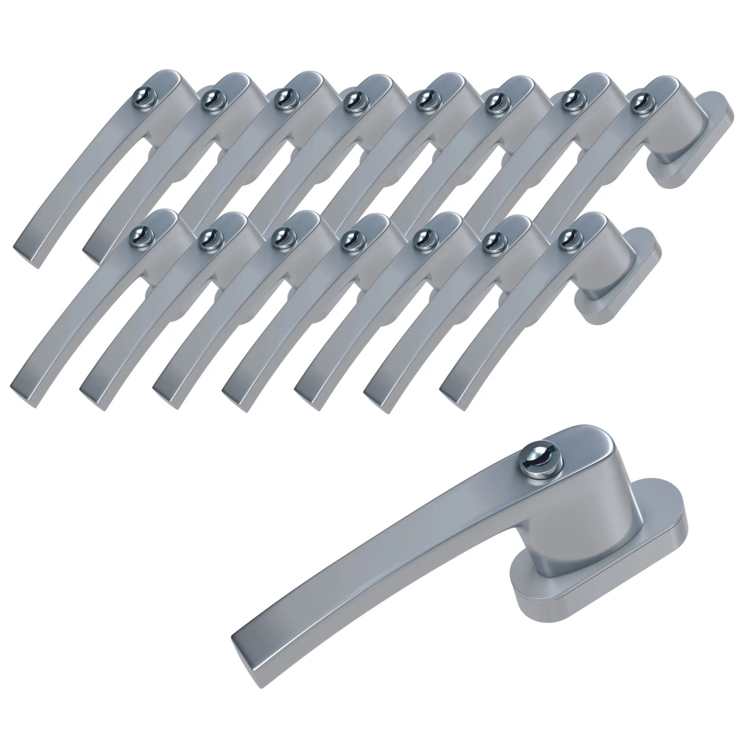 Basi - Fenstergriff - FG 503 - Abschließbar - 16er Set - inkl. 1 Schlüssel je Fenstergriff - Gleichschließend - Silber - 16X7553-0000