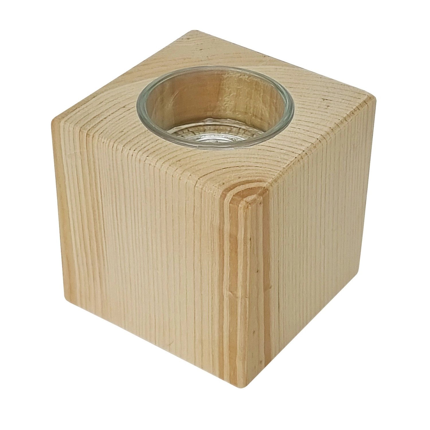 Erst-Holz Zirben Teelicht Quaderform mit Glas 7 x 7 x 7 cm Holzdeko günstig online kaufen
