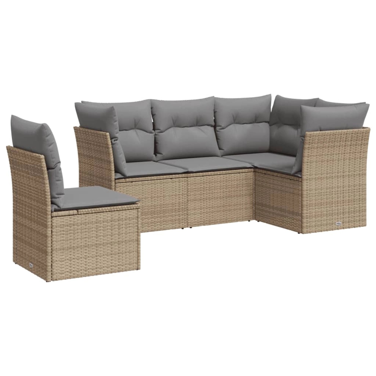 vidaXL 5-tlg Garten-Sofagarnitur mit Kissen Beige Poly Rattan Modell 61 günstig online kaufen