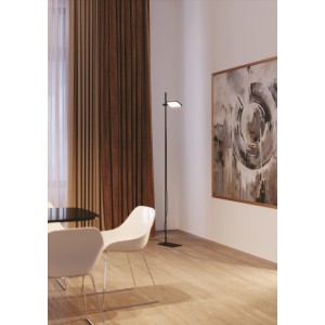 Schwarze LED-Stehleuchte Book von Luce Design, 1-flammig, mit schwenkbarem Diffusor. Elegant und modern.