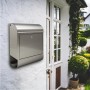 Moderner Banjado Edelstahl Briefkasten mit Zeitungsfach an weißer Hauswand.