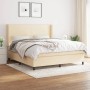 Cremefarbenes vidaXL Boxspringbett (180x200 cm) mit Matratze und hohem Kopfteil.