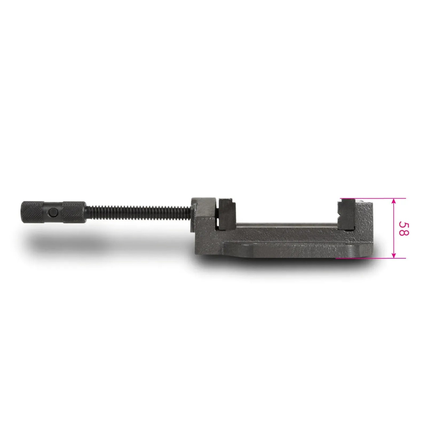 EBERTH Maschinenschraubstock, 125mm Backenbreite, Seitenansicht mit Höhenangabe.