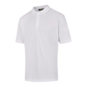 Weißes Hans Schäfer Workwear Polo-Shirt Gr. M, formstabil und strapazierfähig.