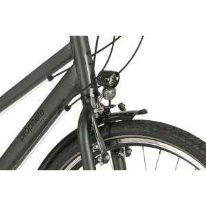 Graues Prophete Trekkingrad Entdecker 100 Damenrad mit LED-Beleuchtung und V-Bremse.