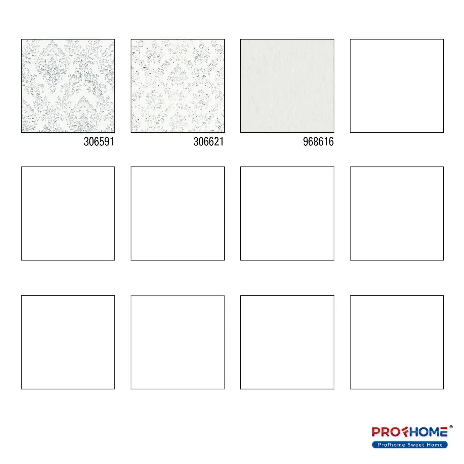 Muster der Barock Tapete PROFHOME 306591-GU, Ornament, Silber und Weiß.