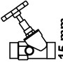 Schrägsitzventil 15 mm aus Messing, glänzend, ohne Entleerung.