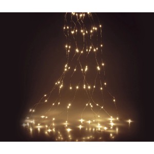 Silberdraht-Lichterkette Kaskade mit 80 warmweißen LEDs für Innen und Außen.