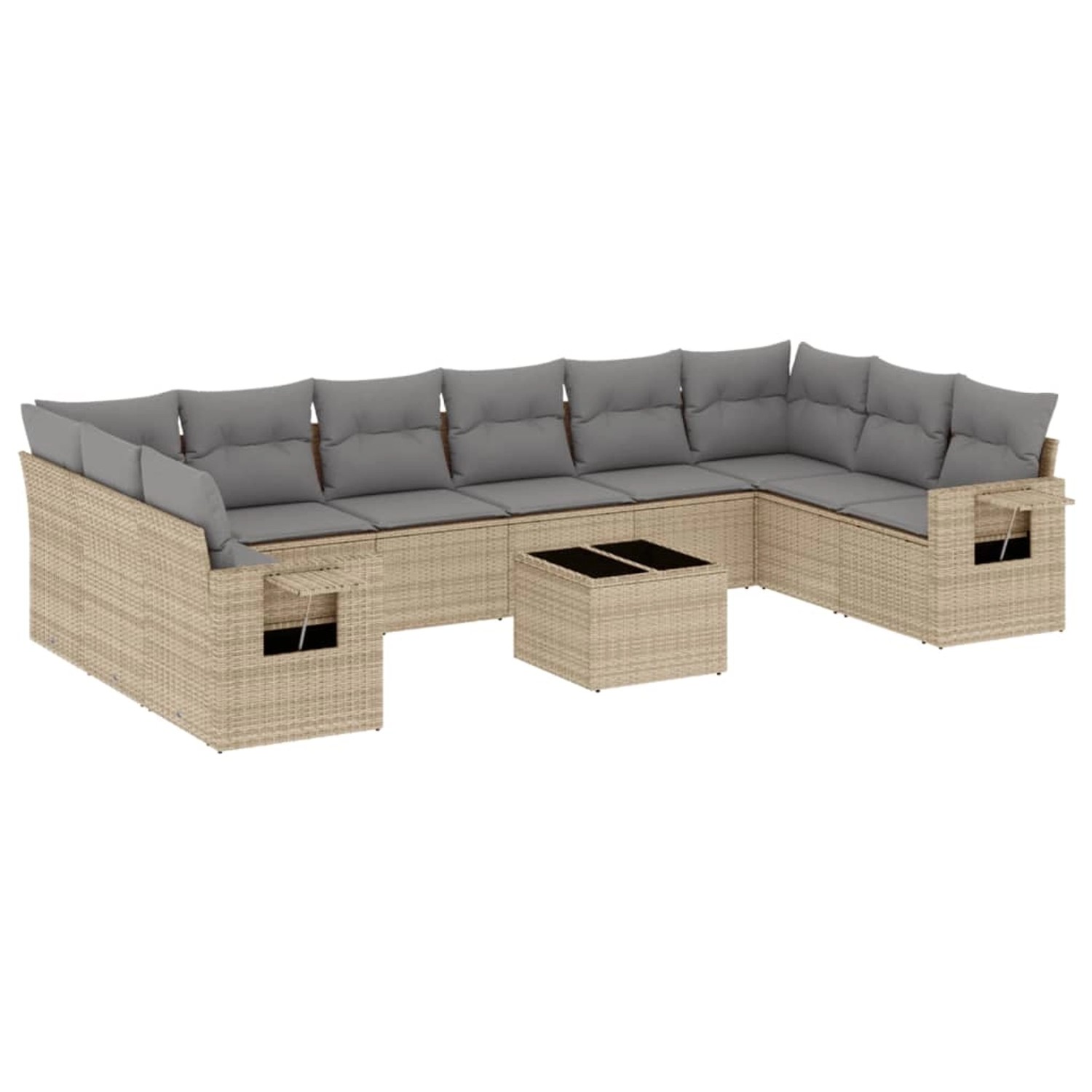 vidaXL 11-Tlg Garten-Sofagarnitur mit Kissen Beige Poly Rattan 3220678 günstig online kaufen